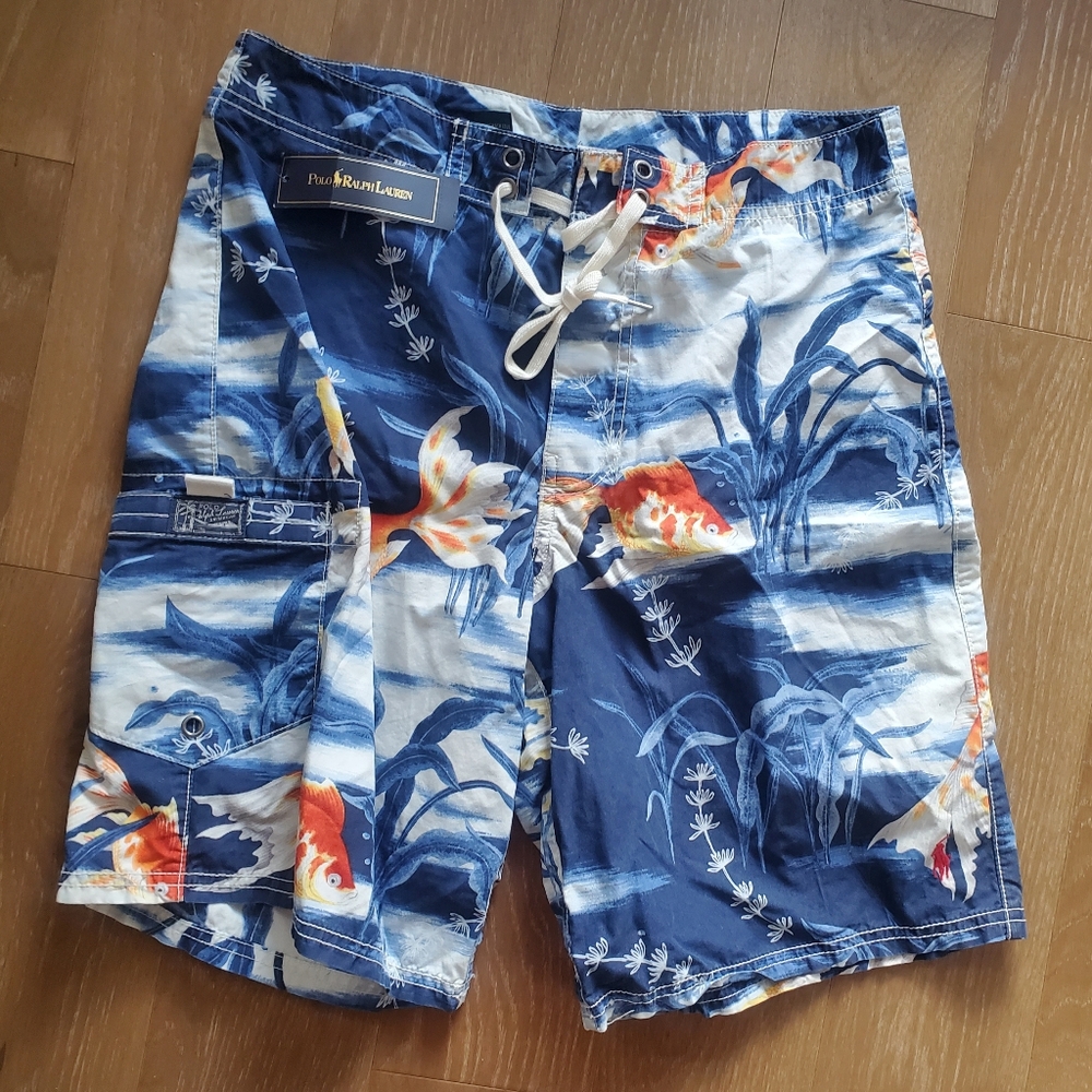 Vintage Polo Ralph Lauren Floral Sailing Swim Trunks Bathing Suit Size 30 New 90